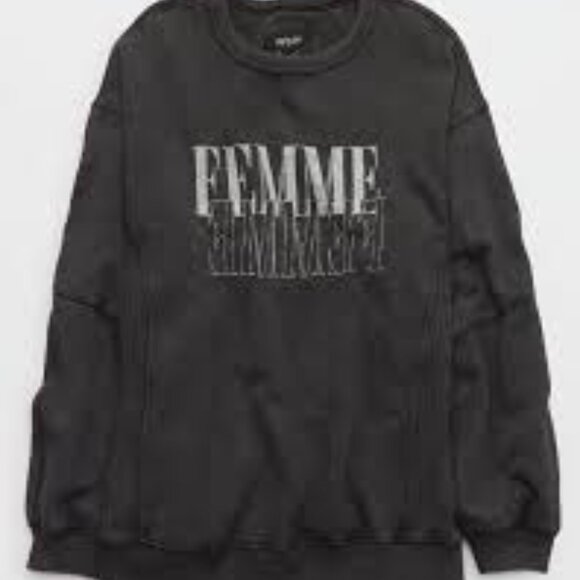 Aerie Très Chic Sweatshirt - Smoked Gray - Picture 4 of 4